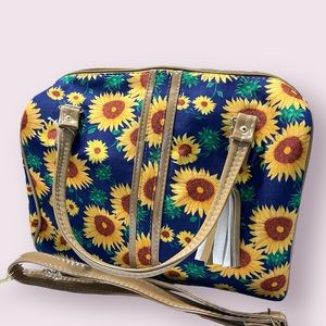 Sunflower Faux Leather Duffel Bag
